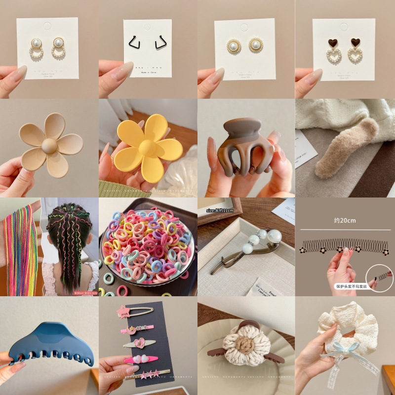 Trendy Niche Earrings, Korean Fashion Influencer Picks, Hair Clip Collection, Small Children's Shark Clips, Hair Accessories for Women