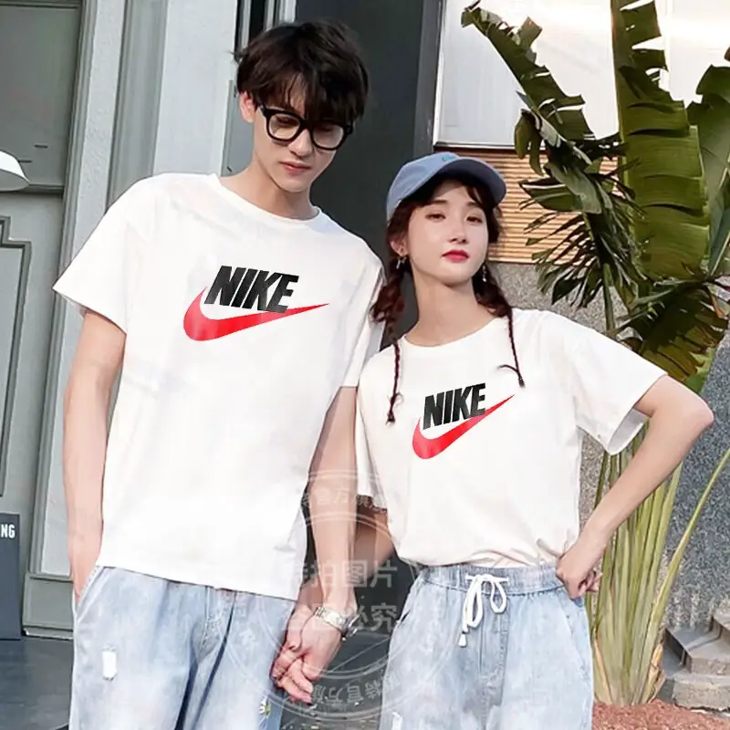 Nike Nike Couple Wear Men's and Women's Short-Sleeved Authentic pure cotton White Loose Casual Sports T-Shirt Ar4999-101