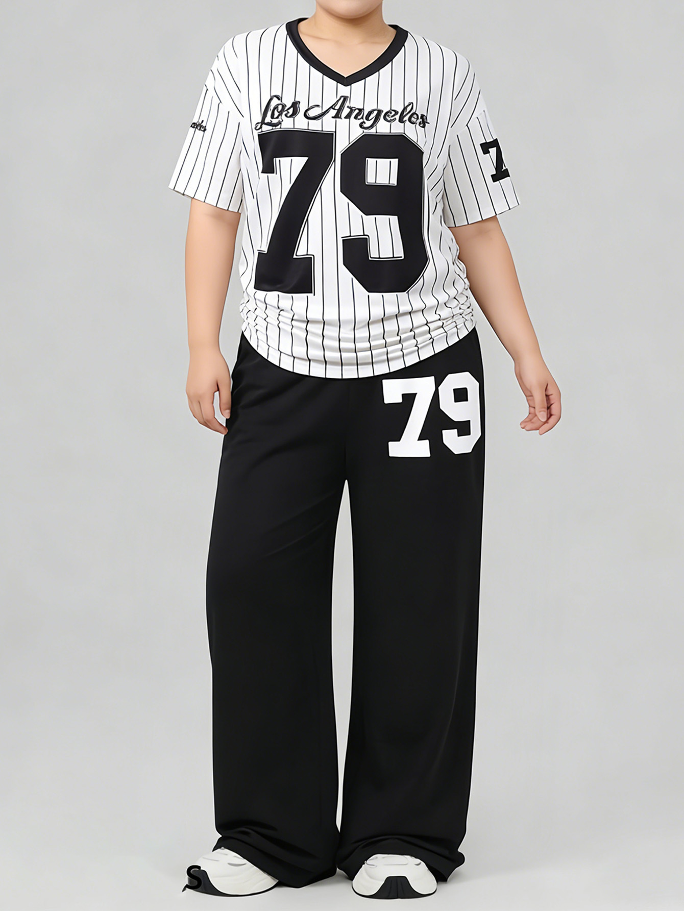 Fashion Casual Suit for Women 2026 Spring New Style 79 Number Print Short-Sleeve Long Pants Loose Slimming Two-Piece Set