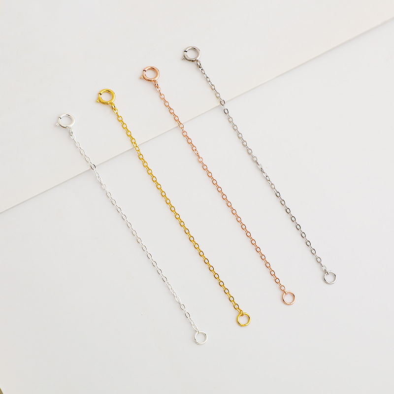 S925 sterling silver adjustable chain calendered cross extended chain extension chain DIY necklace anklet accessories growth wholesale