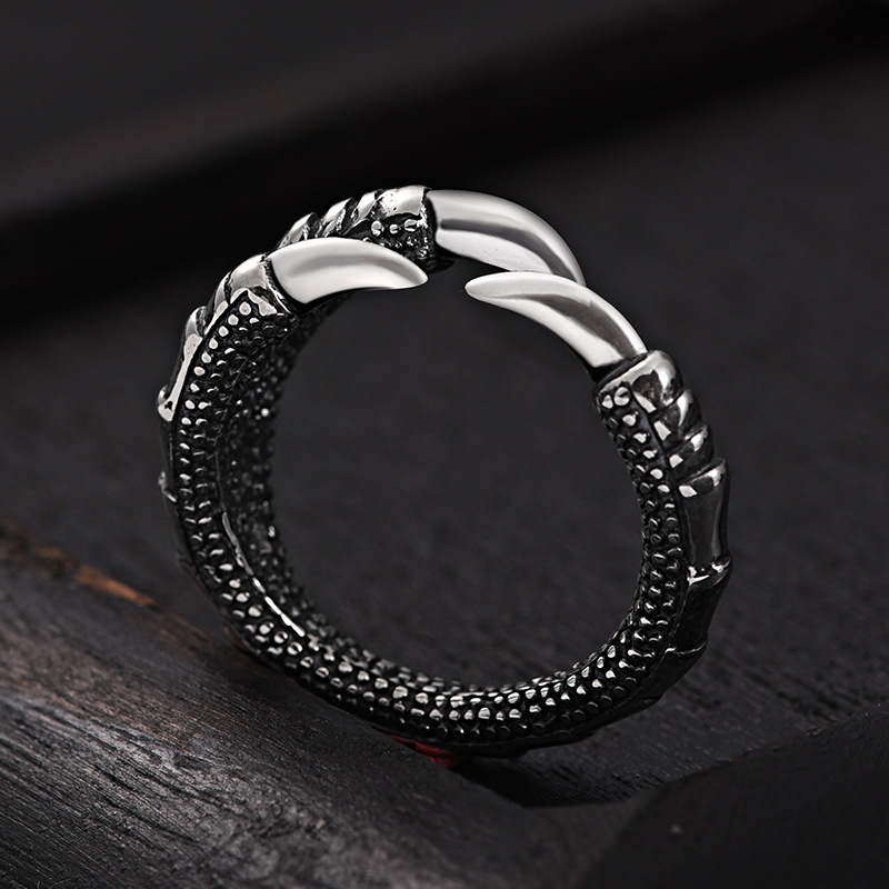 Vintage Fashion Ring with Dragon Claw Design for Men, Trendy and Bold, Adjustable Open Ring for Little Finger, Direct Sale from Manufacturer