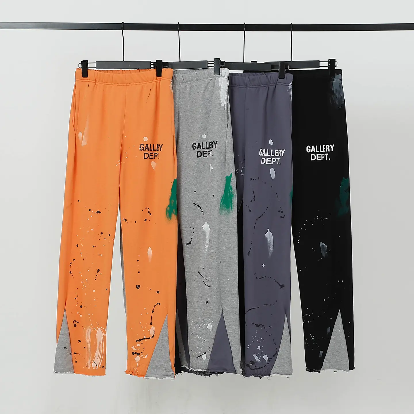 Correct version gallery dept hand-painted splashed ink splicing drawstring high street casual bathroom pants micro flared long pants for men