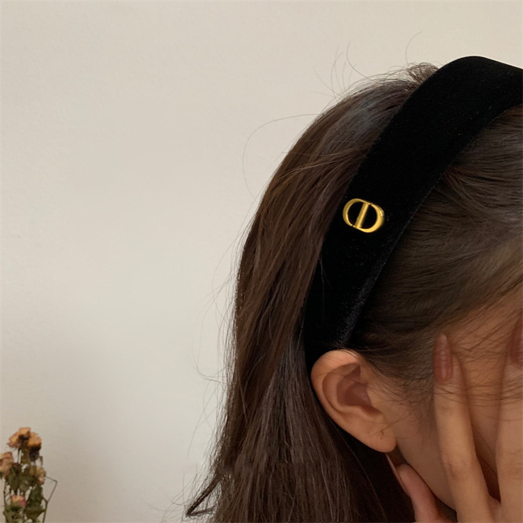 Korean Style Simple High Cranial Top Hairband High-grade Sense CD Letter Wide-brimmed Headband Sponge Wash Face Hair Tie Hairpin All-match