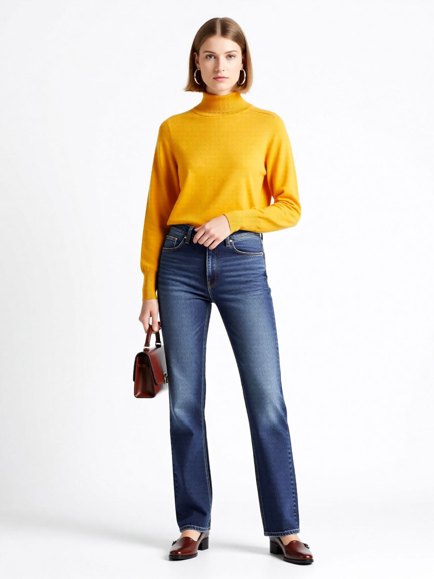 Yaqi 2026 Early Spring Women's Half-Turtleneck Pullover Wool Knitwear Pure Color Casual Slim Fit Long-Sleeved Knitwear
