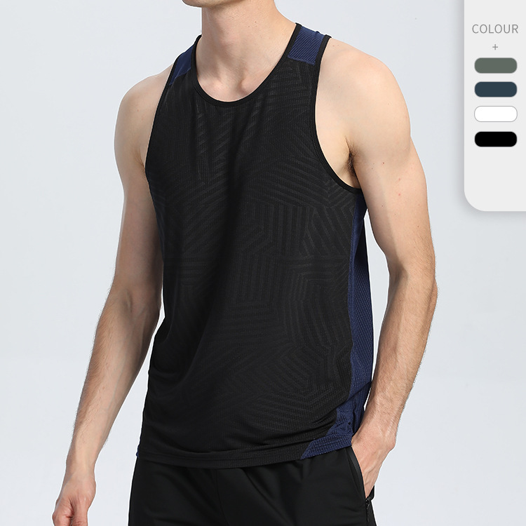 Sports Vest Men's Fitness Quick-Drying Sleeveless Color-Blocked Vest Outdoor Basketball Training Hurdle Running Sports Vest