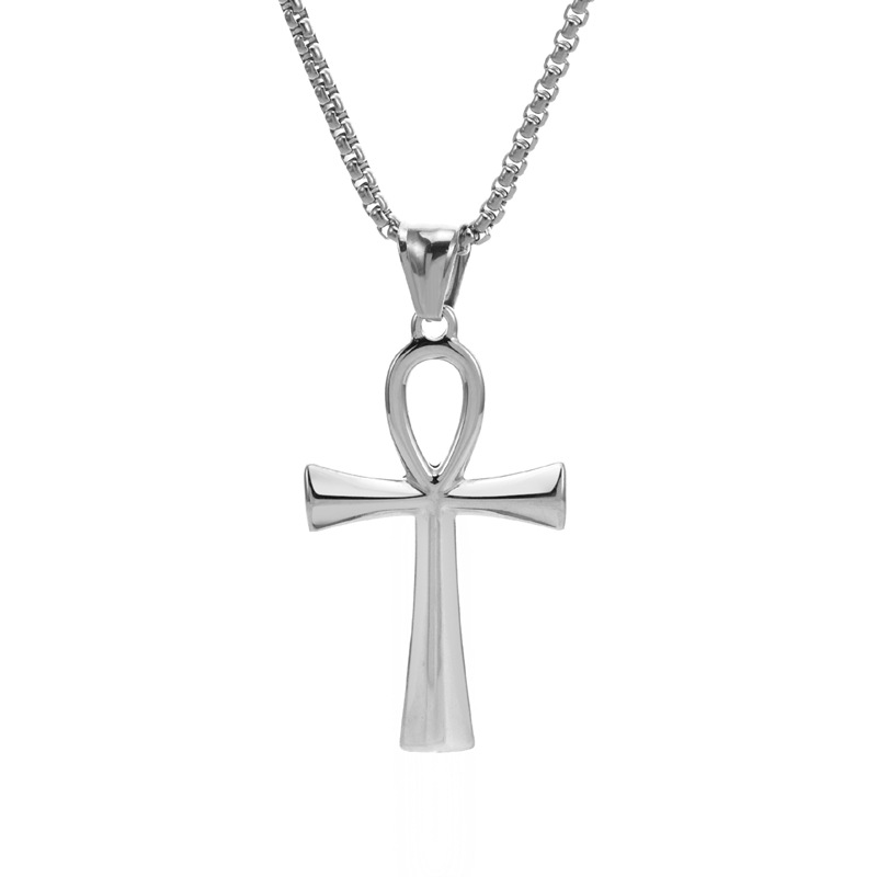 Cross-border supply stainless steel Anka cross necklace personalized glossy men's niche pendant hip hop accessories in stock