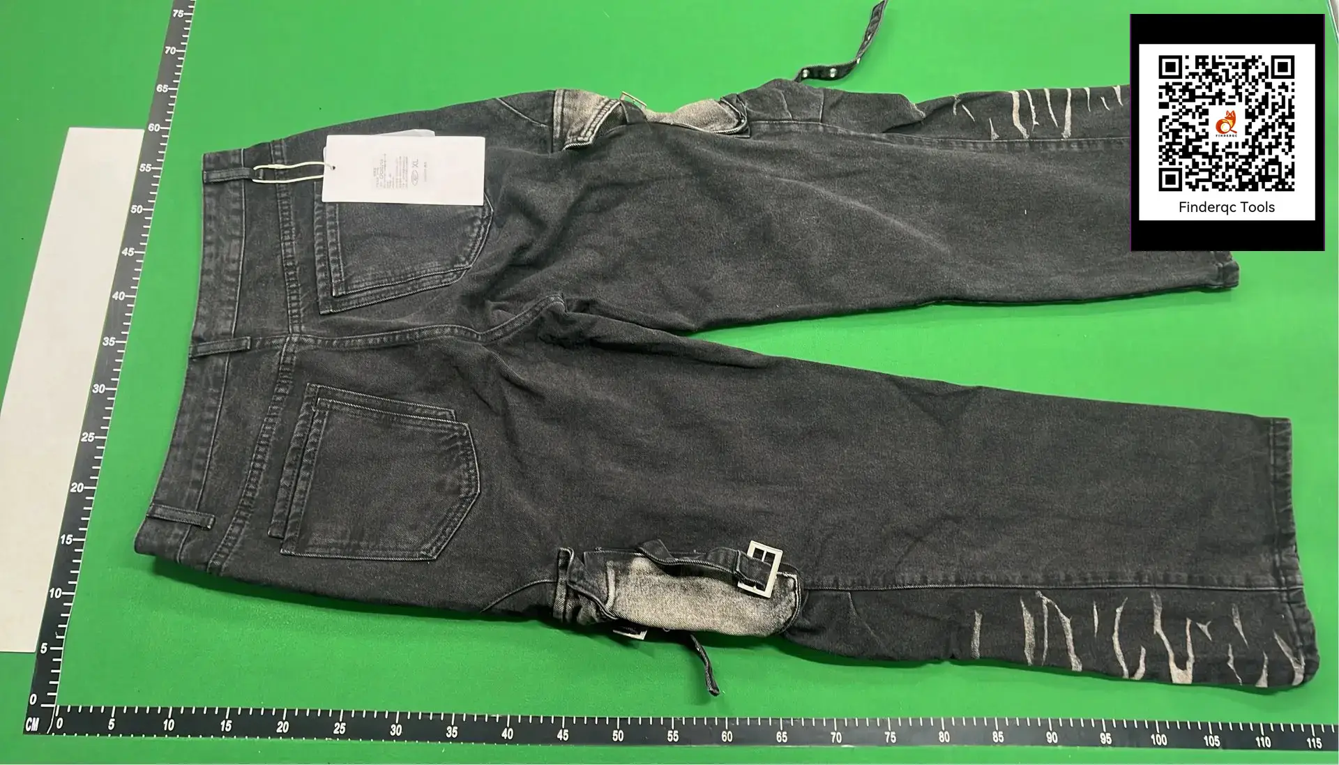 Btsg American Retro Corrugated Multi Flap Pocket Straps Denim Loose Straight-Leg Pants