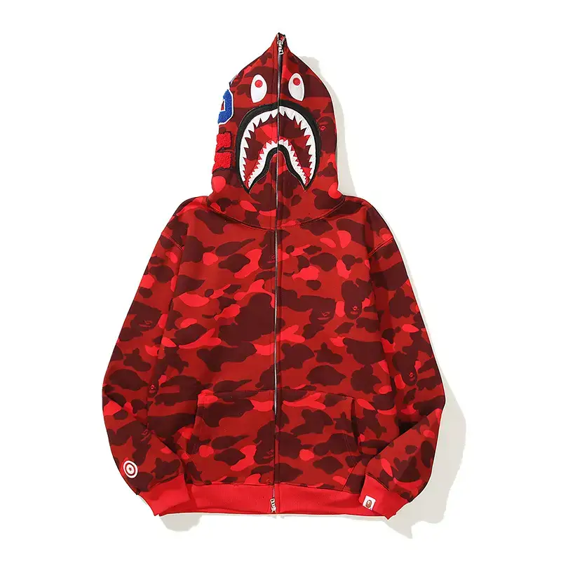 Pure Cotton Jacket Camouflage Color-Blocked Shark Head Hoodie Sweatshirt Starry Sky Camouflage Shark Sweatshirt Multi-Style Jacket
