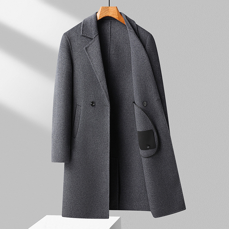 New Autumn and Winter Wool Coat Slim-fit Men's Business Casual Thickened British-style Mid-length Coat Warm Coat