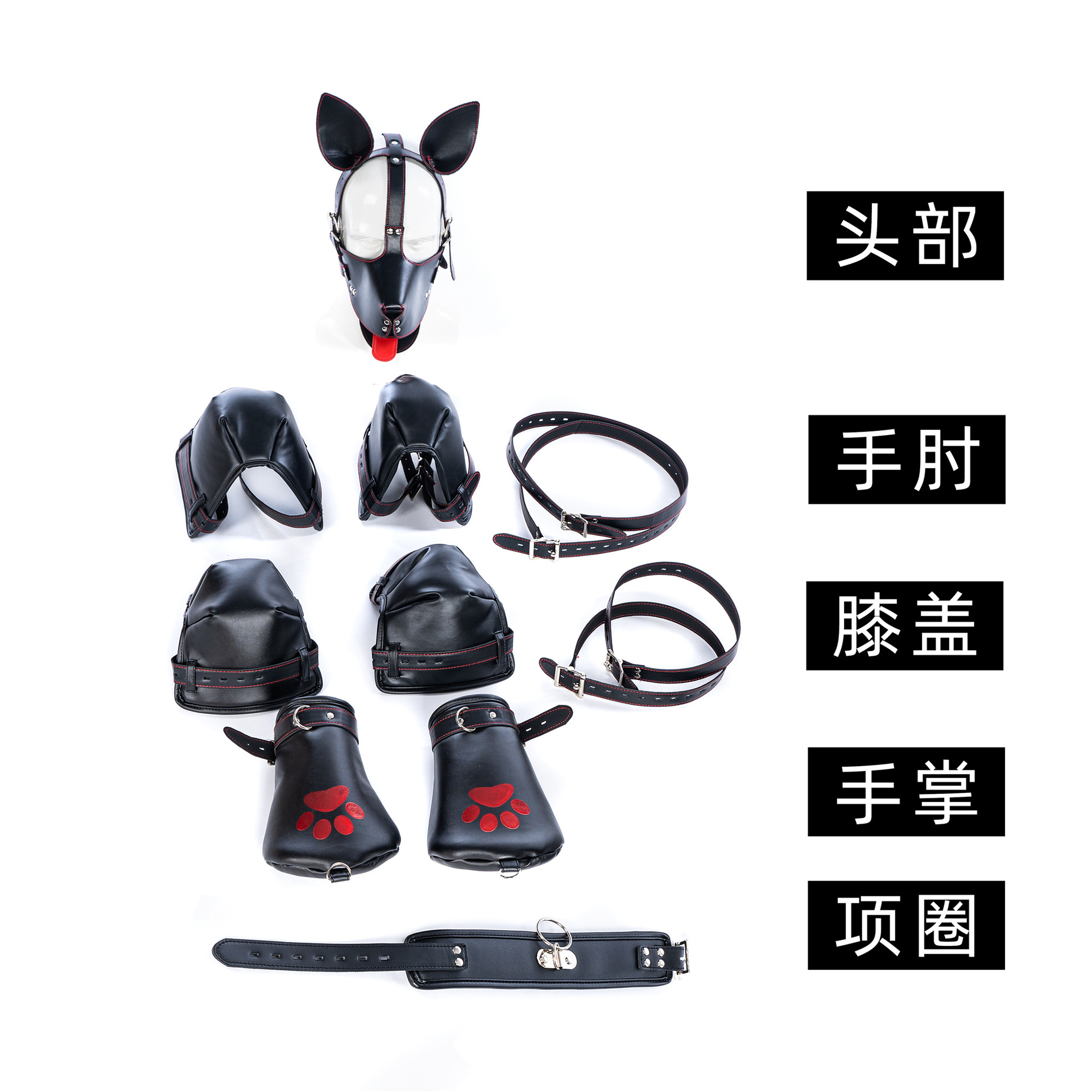 K9 Fun Cotton suit Dog Head Collar Dog Slave Crawling Training Protectors Knee Elbow Slave Training Props Cross-border