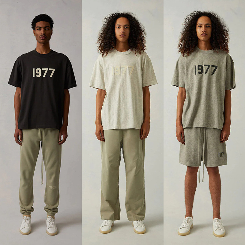 2022Ss Short-Sleeved T-Shirt 1977 Flocking Printing Essentials Trendy Brand T-Shirt Cross-Border Hot Sale