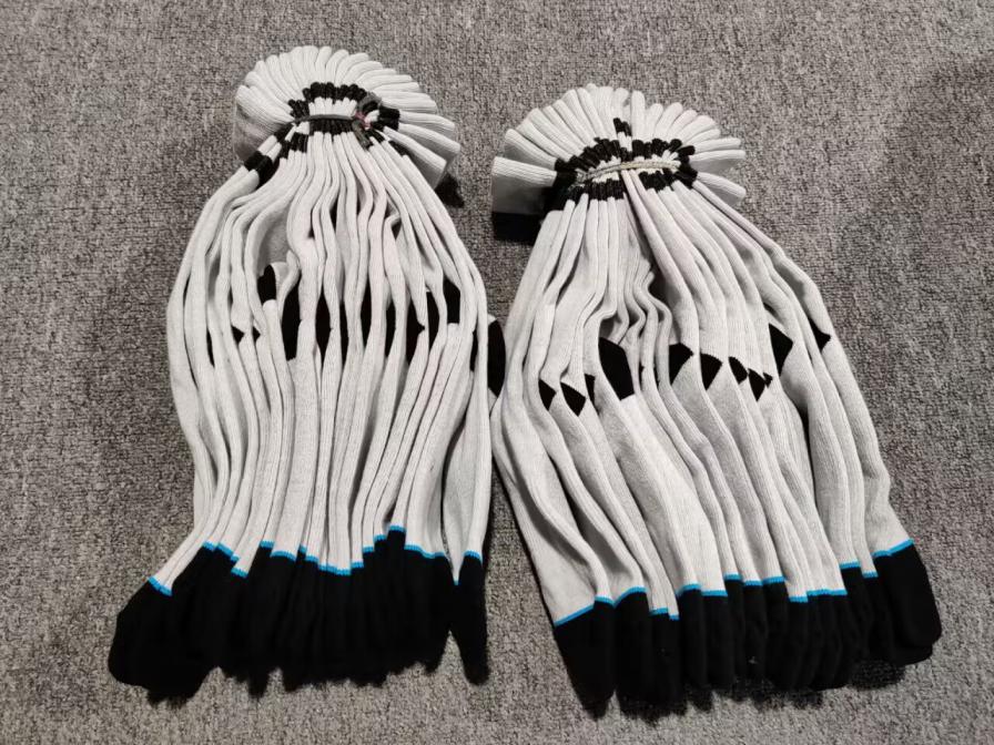 Grey Socks with Black and Blue Trim QC