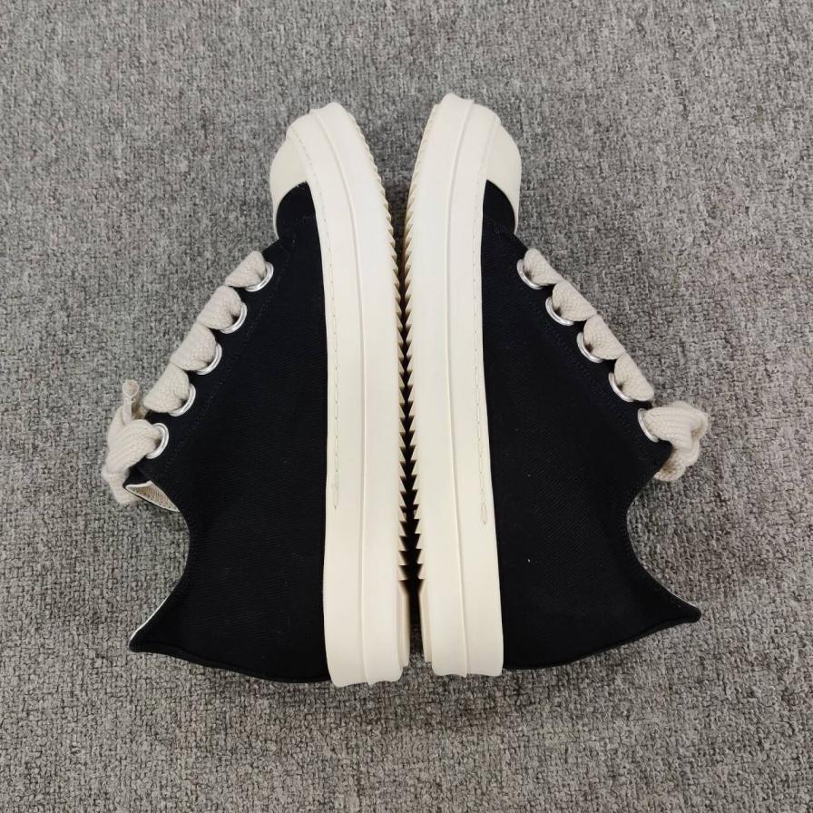 Rick Owens Black Canvas Low Top Sneakers QC