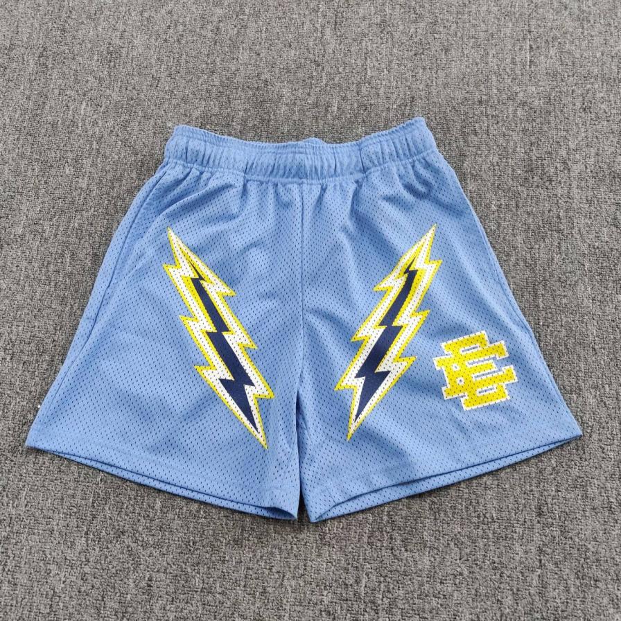 Eric Emanuel Light Blue Lightning Bolt Shorts QC