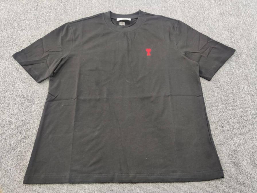 Ami Black T-Shirt with Red Ami de Coeur Logo QC