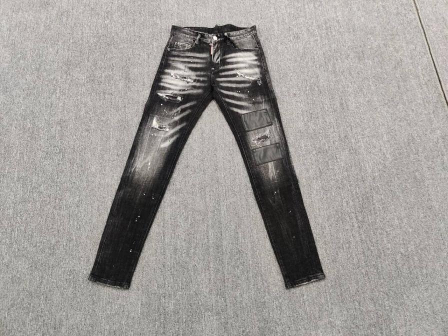 Dsquared2 Black Distressed Patch Jeans QC