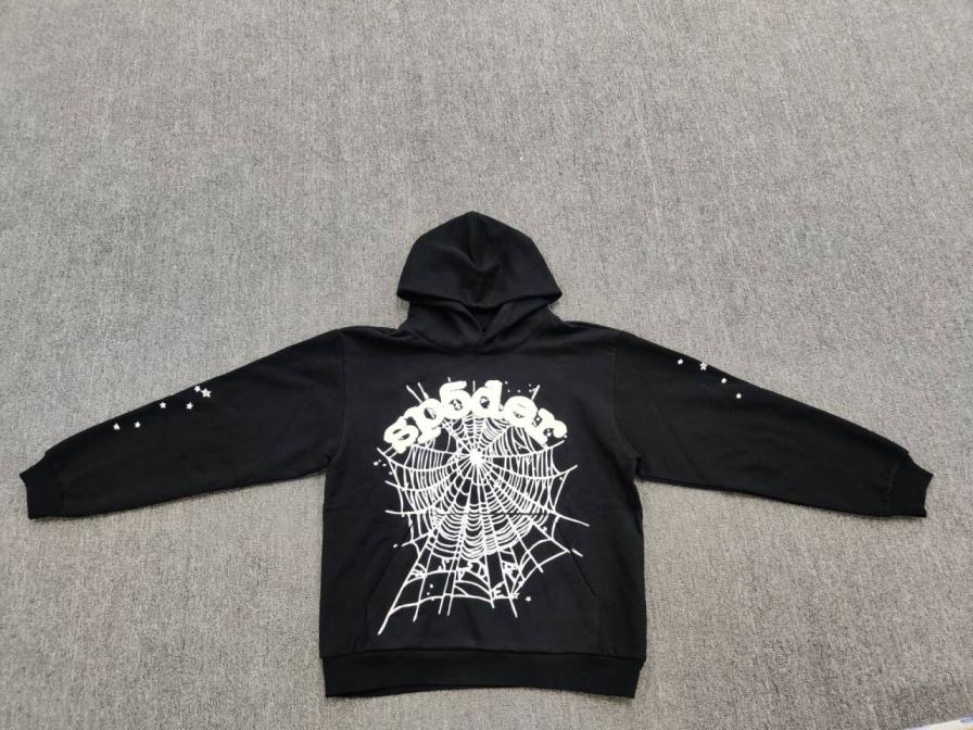 SP5DER Black Spiderweb Hoodie QC
