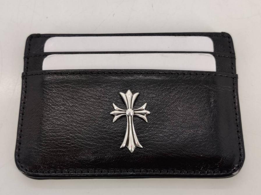 Chrome Hearts Black Leather Card Holder QC