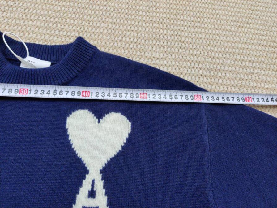 Ami Paris Blue Sweater with White Heart Logo QC