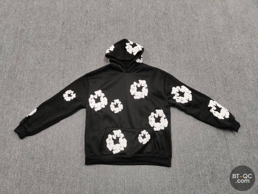Denim Tears Black Flower Print Hoodie QC