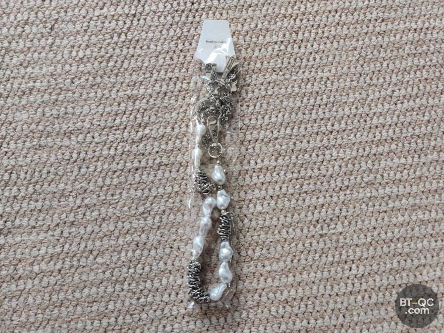 Chrome Hearts Silver Cross Pearl Necklace — photo QC 2