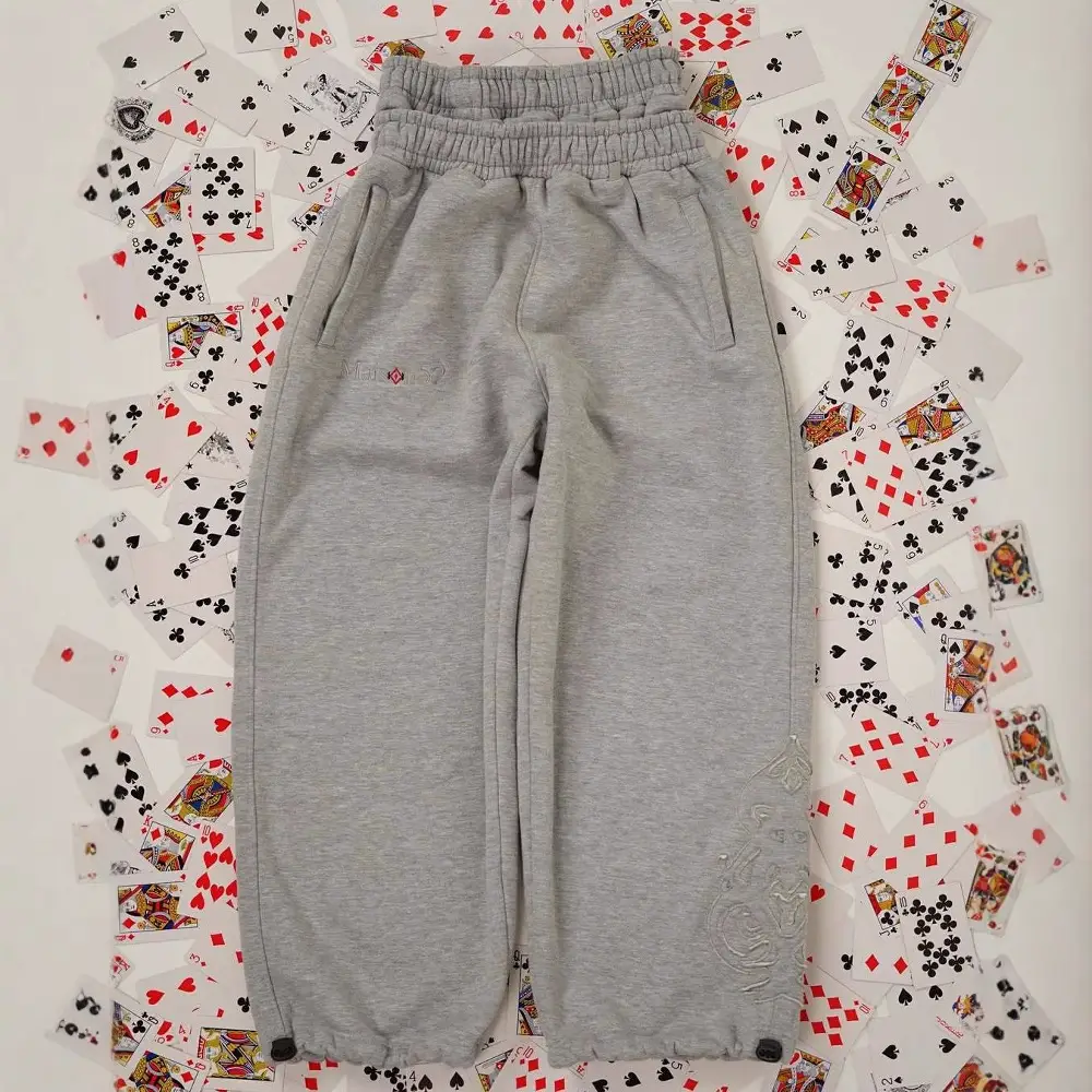 Europe and the United States cross-border American retro retro loose men and women with the same paragraph admonition hip-hop splicing embroidery sweat pants men's pants foreign trade