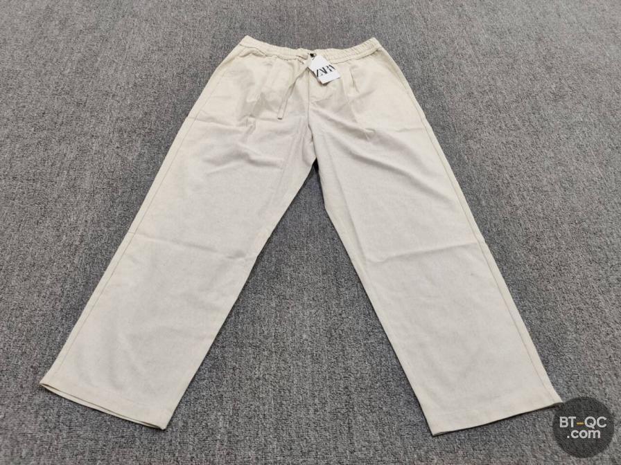 ZARA Beige Linen Blend Wide Leg Pants QC