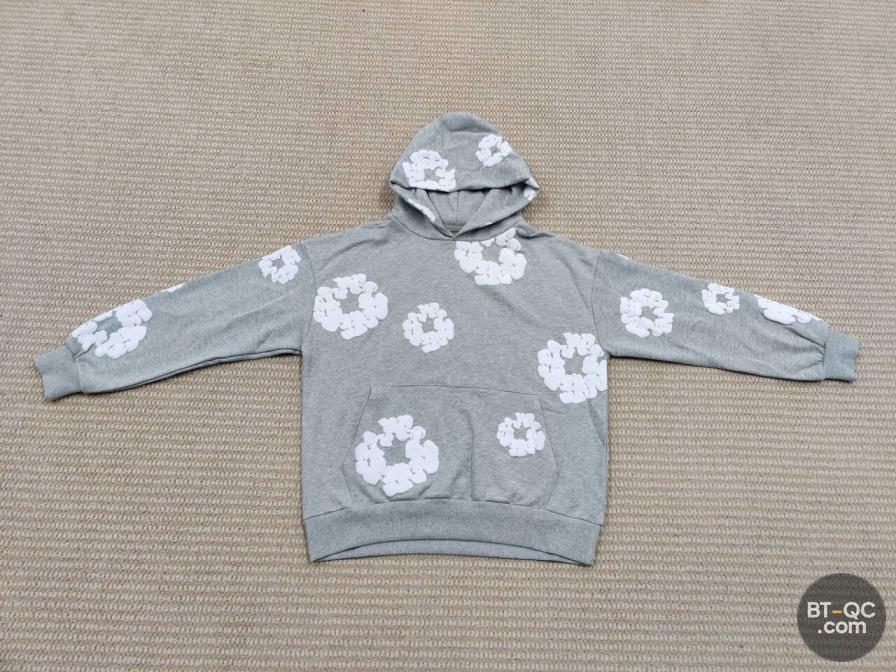 Denim Tears Grey Floral Print Hoodie QC
