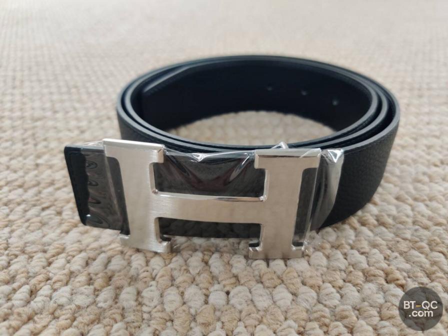 Hermes H Buckle Belt Black Leather QC