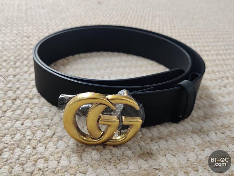 Gucci Marmont Belt Black Leather Gold GG Buckle QC