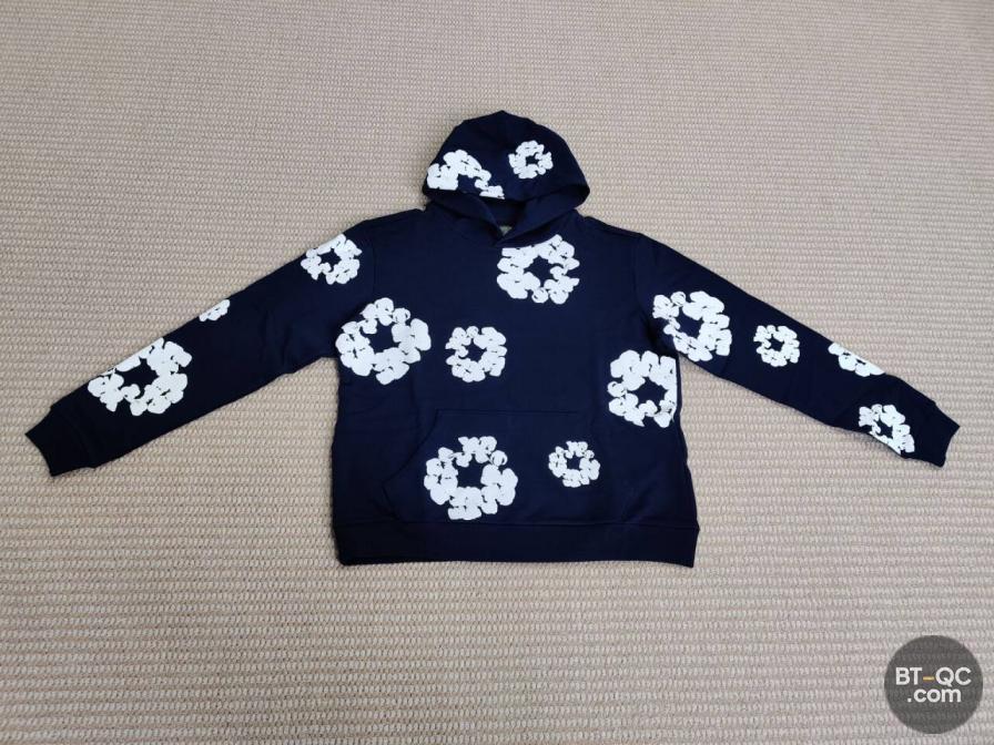 Denim Tears Navy Floral Print Hoodie QC