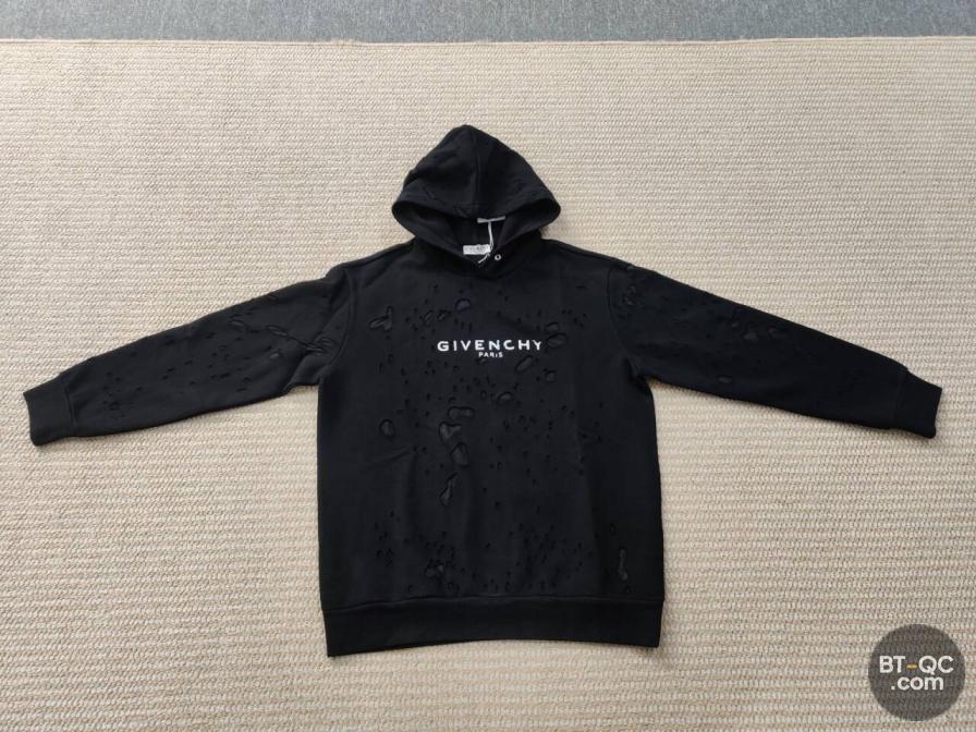 Givenchy Black Distressed Logo Hoodie QC