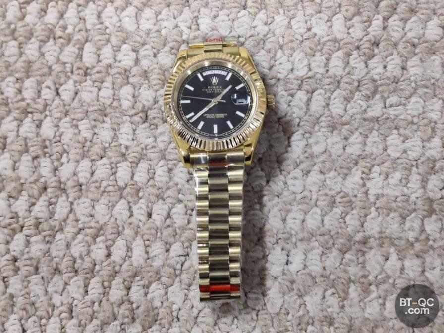 Rolex Day-Date Gold Black Dial Watch QC