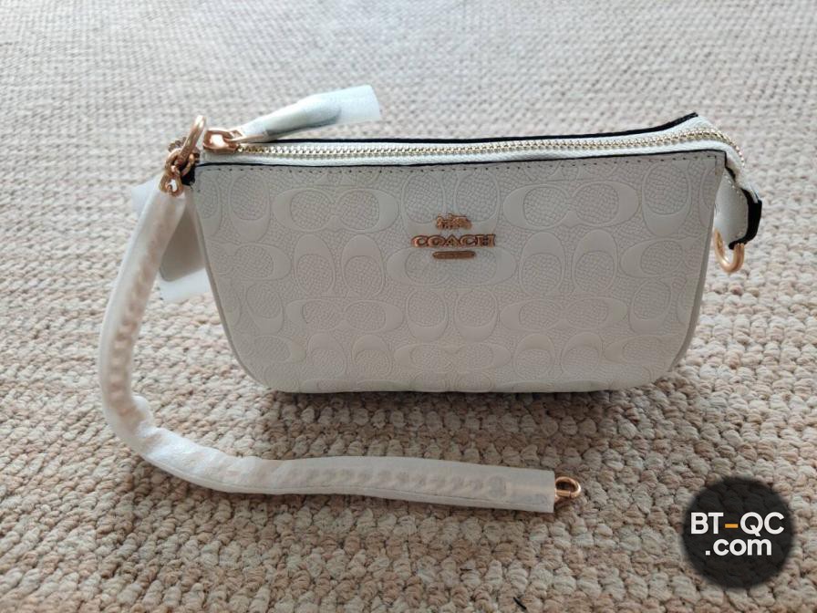 Coach Wristlet White Embossed Leather QC