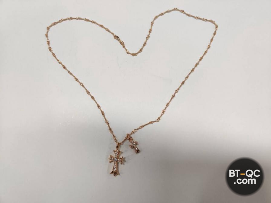 Chrome Hearts 22K Gold Diamond Cross Necklace QC