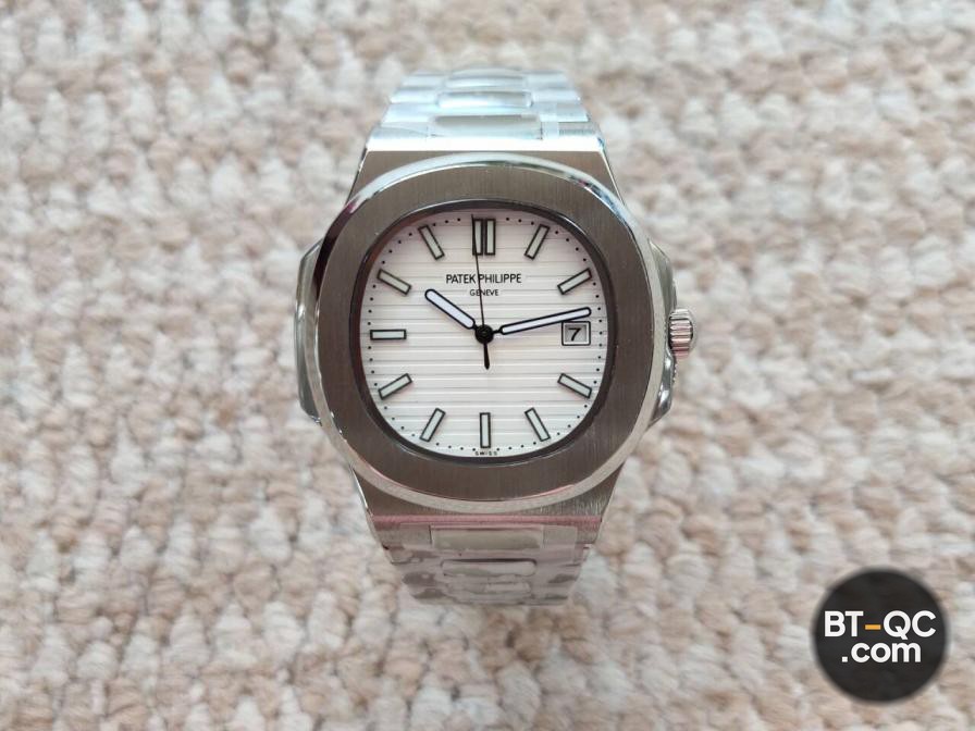 Patek Philippe Nautilus White Dial Stainless Steel Watch QC