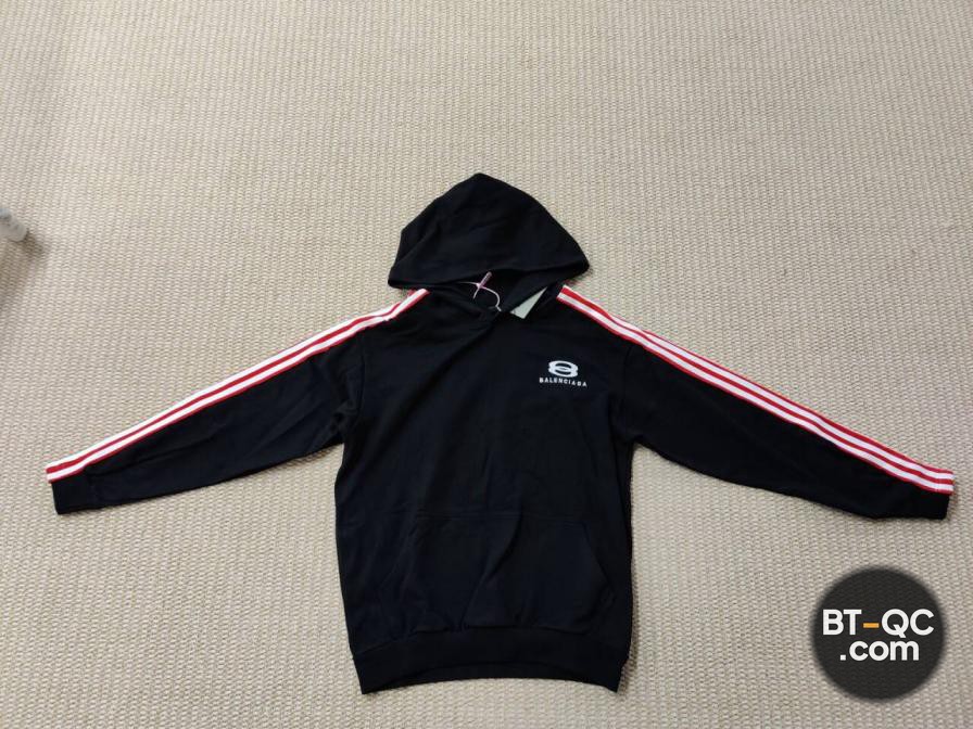 Balenciaga Black Hoodie with Red Stripes QC