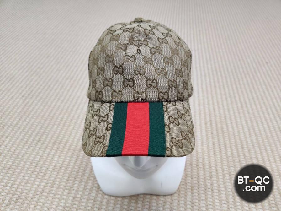 Gucci Baseball Cap Beige GG Canvas Red Green Stripe QC