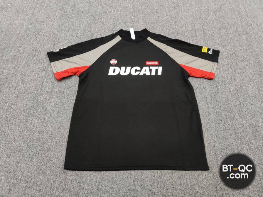 Supreme Ducati V4 Black Red Grey Short Sleeve Shirt QC
