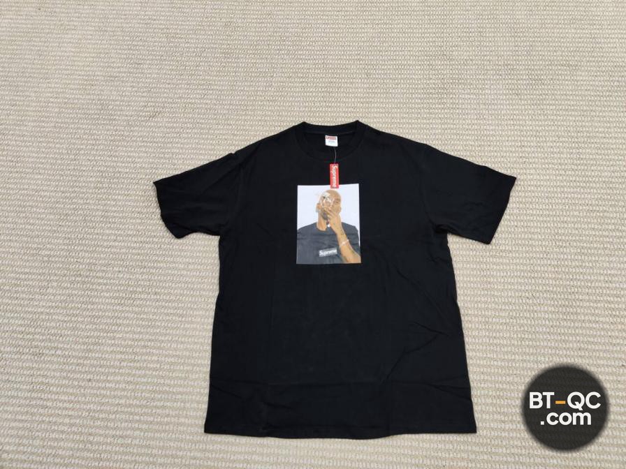 Supreme Black T-Shirt with Portrait Graphic QC