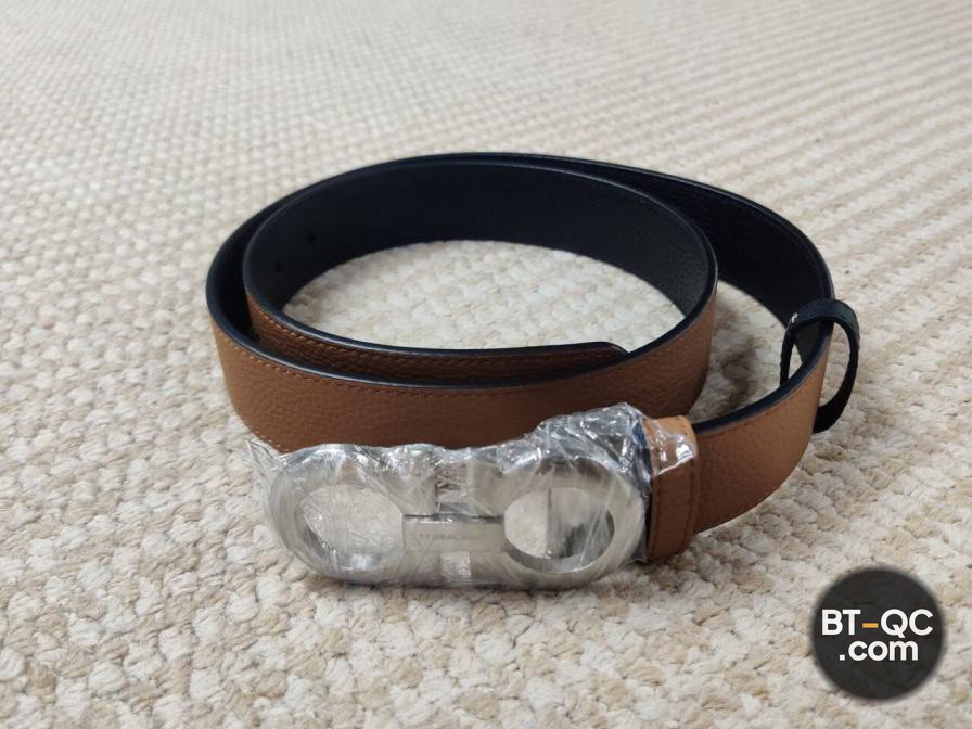 Ferragamo Gancini Belt Tan Black QC