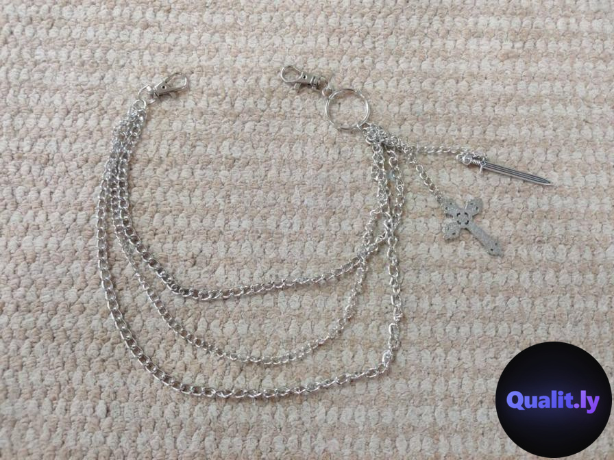 Silver Cross and Sword Chain Wallet Chain QC