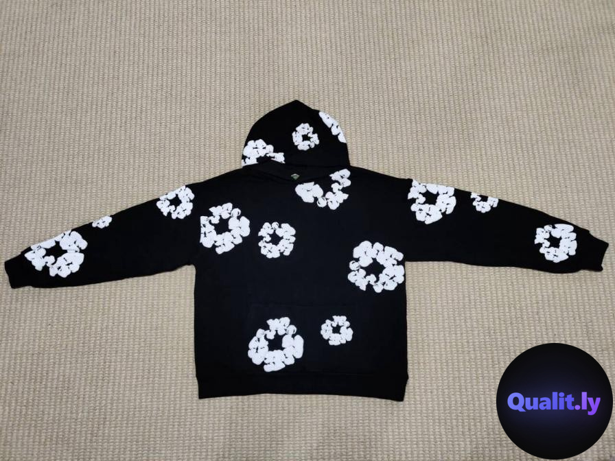 Denim Tears Black Floral Print Hoodie QC
