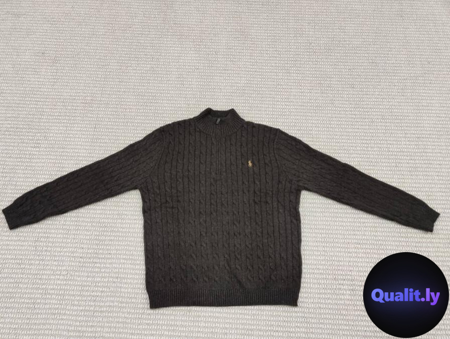 Men's Cable-Knit Pullover Long-Sleeve Knit Sweater with Half-Zip QC