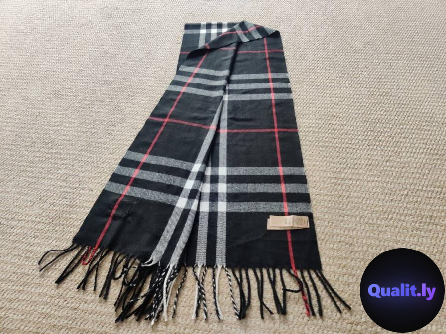 Burberry Checkered Scarf 230x30cm Black Red White QC