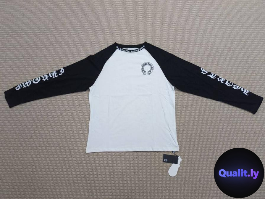 Chrome Hearts Long Sleeve Baseball T-Shirt White Black QC