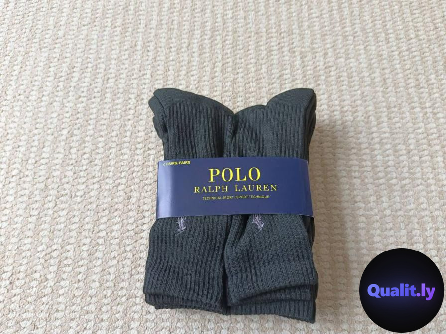 Cross-Border Foreign Trade Po Ralph Lauren Black and White Mid-Length Towel-Soled Sports Socks Casual Embroidered Polo 6 QC