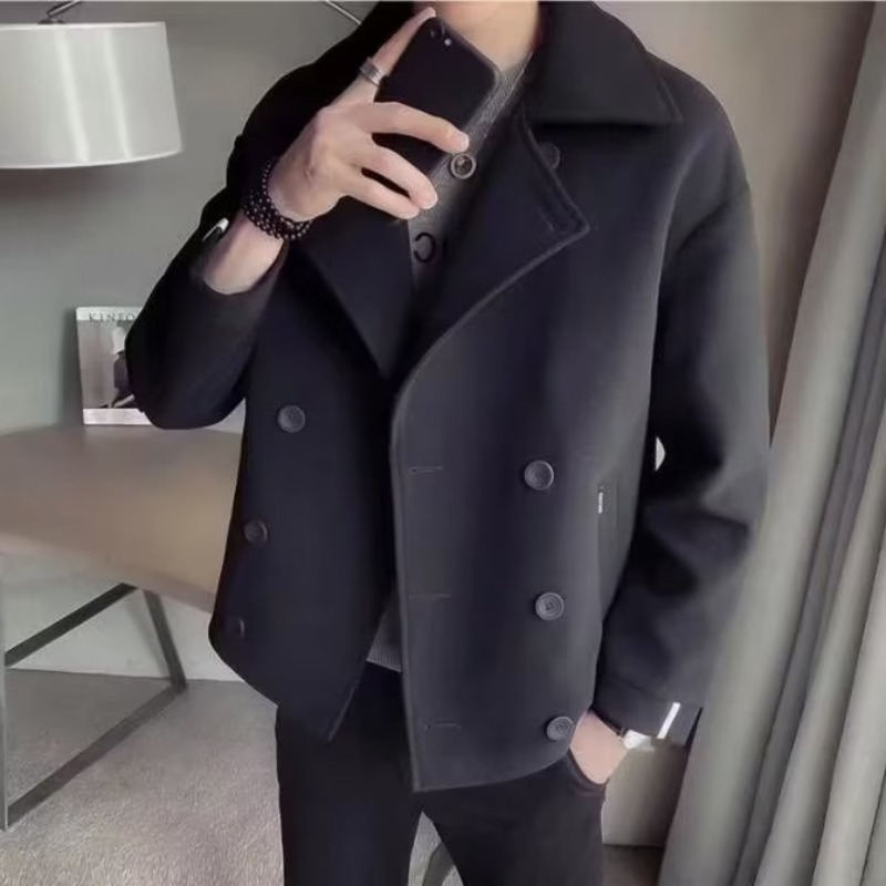 High-end Short Woolen Coat Men's 2023 Autumn and Winter New Korean Fashionable Handsome Casual Thickened Woolen Coat