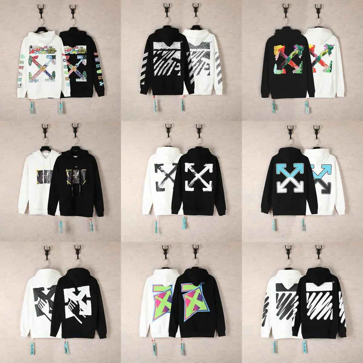 2023 Autumn and Winter New OW Graffiti Arrow Hoodies Men and Women Couple Wear Trendy Brand Sweatshirts