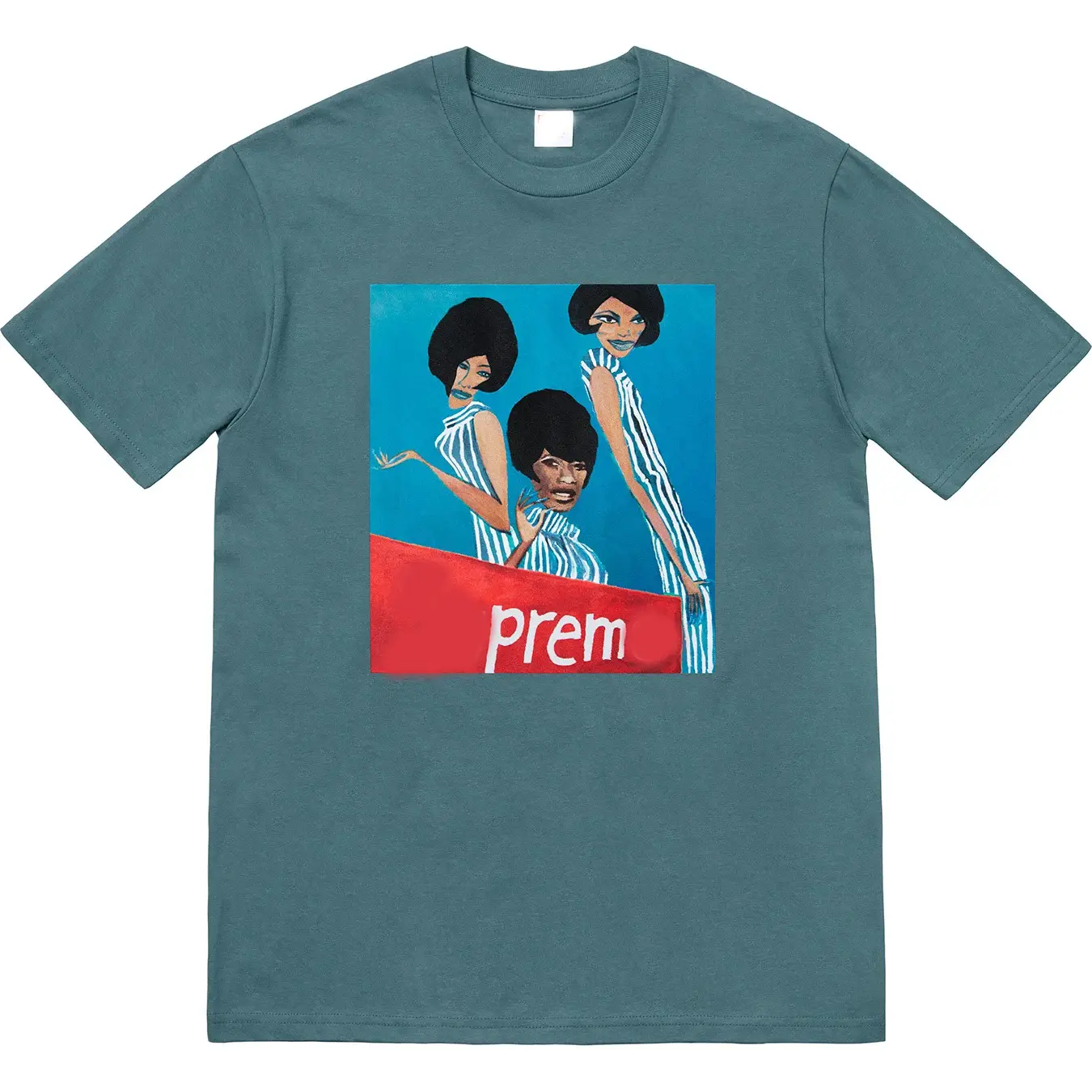 18Fw Group Tee Red Label Oversized Logo Cartoon Girl Group Short Sleeve Pure Cotton T-Shirt Unisex Couple Style Trendy